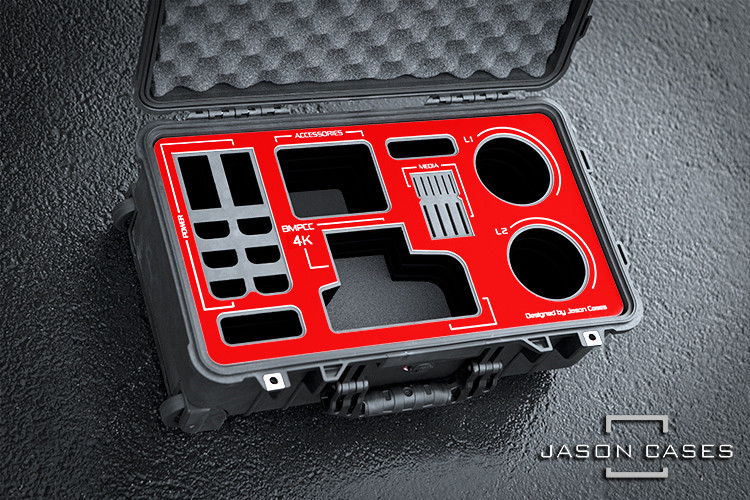 Blackmagic Pocket Cinema 4K RED Overlay Laser Cut Foam in Pelican