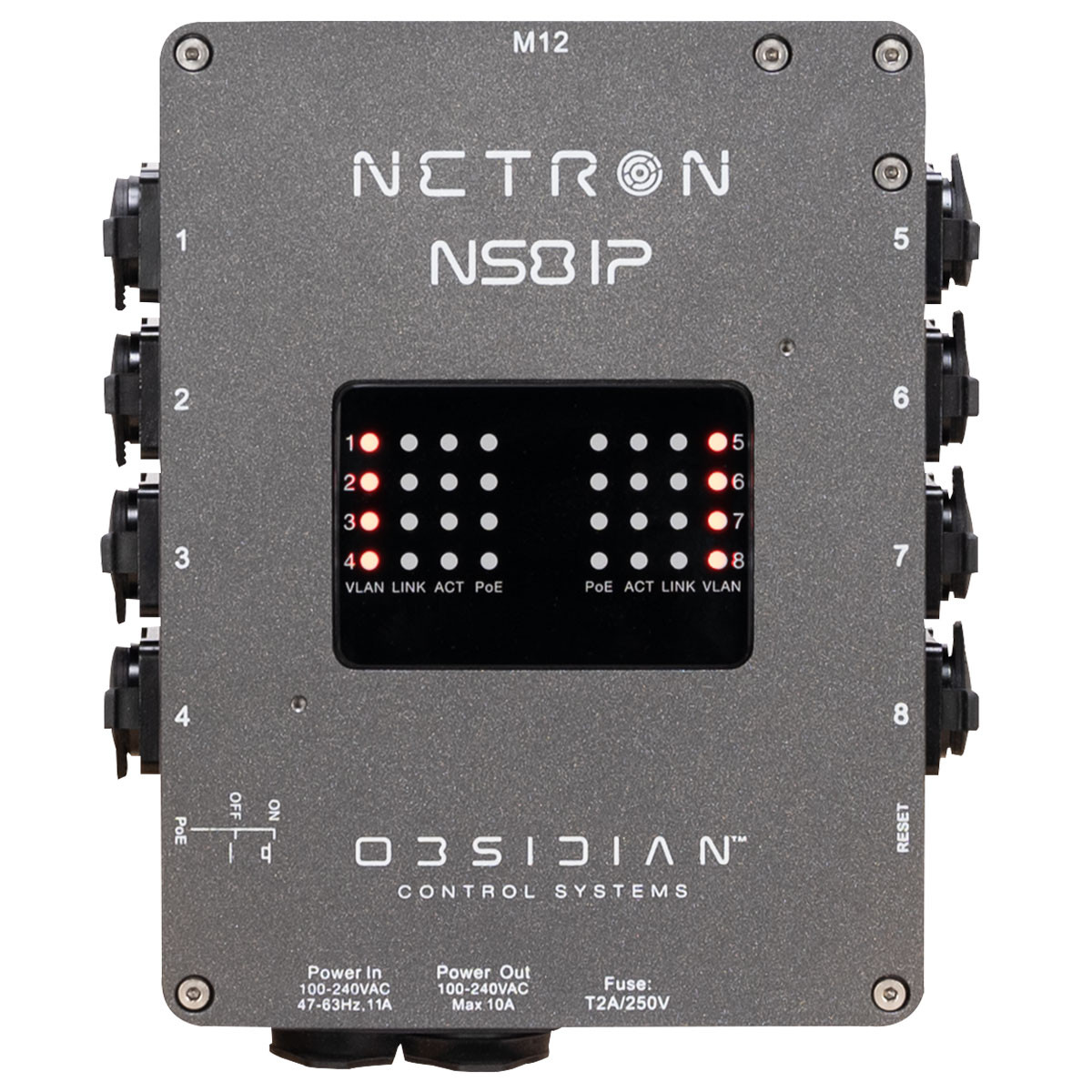 Obsidian Netron NS8iP IP66 8-port Gigabit Network Switch with POE