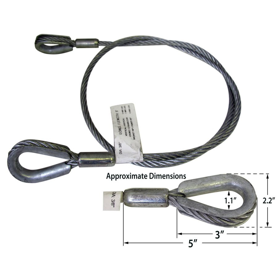 Wire Rope Sling with Thimbles, 3/8