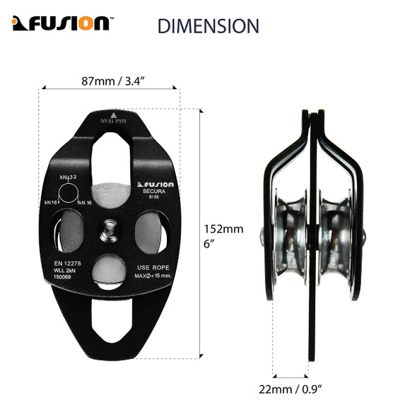 Fusion Secura 2" Double Pulley dimensions