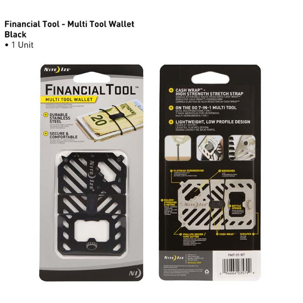 Nite Ize Financial Tool Multi-Tool Wallet SILVER Steel