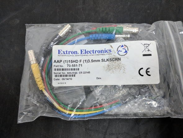 Extron 15-pin HD Female  to 5 BNC Pigtails with one  3.5 mm Mini Jack