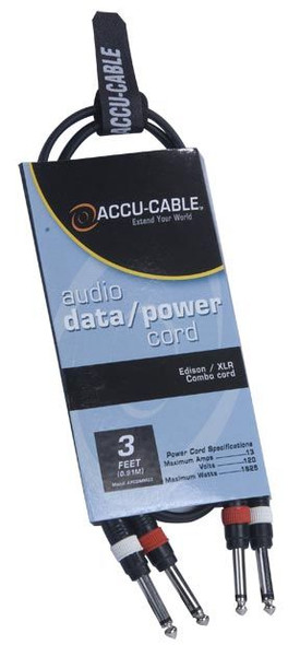 Accu-Cable Dual Male 1/4 to Male 1/4 - 3 ft CLEARANCE!