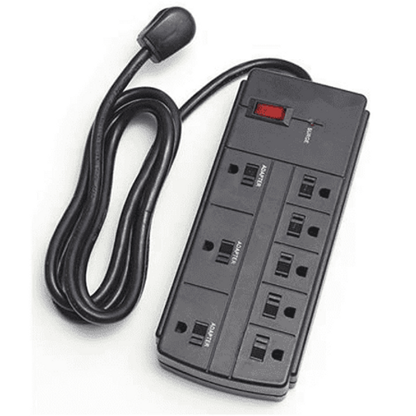 Century 8 Outlet Power Strip with 6 ft Cord - Black