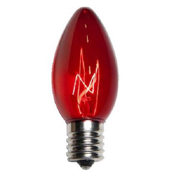 C9 7watt Red Incandescent Christmas Replacement Light Bulbs, 25 Pack