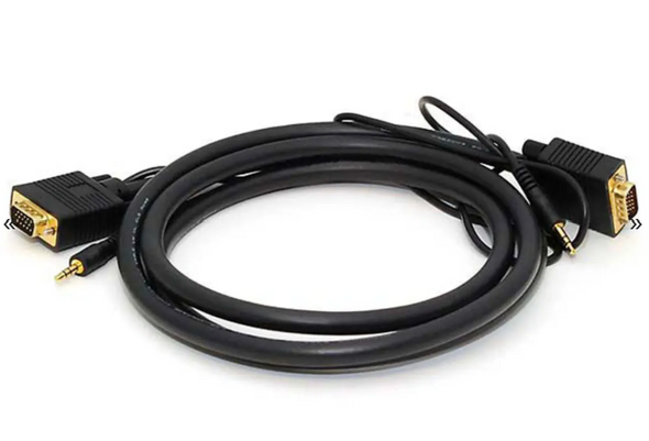 Super VGA HD15 M/M Cable - 6 ft Black with Stereo Audio and Triple Shielding