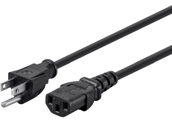 Computer Power Cord - 6 ft 14AWG IEC C13 to Edison 5-15P
