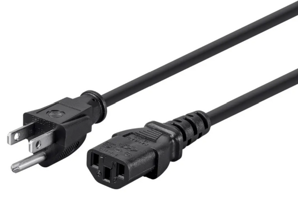 Computer Power Cord - 1 ft 14AWG IEC C13 to Edison 5-15P