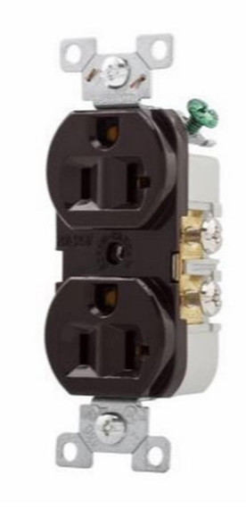 Cooper Wiring CR20B Straight Blade Duplex Receptacle, 20A 125V