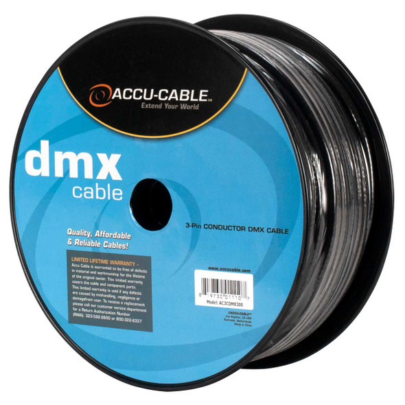 Accu-Cable 3-Pin DMX Cable 300 ft Spool left view