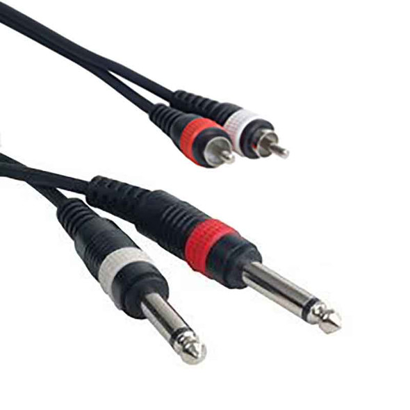 Accu-Cable RC4-6 Dual RCAs to Dual 1/4 in. Patch Cable, 6 ft