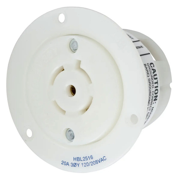 Hubbell HBL2516 Twist Locking Flanged Receptacle 20A Phase 120/208V 4P 5W L21-20R