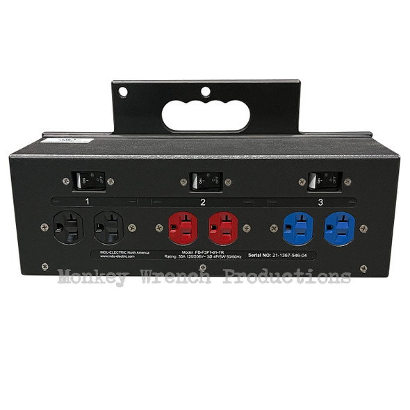 Indu-Electric Floor Box  L21-30 Input to (3) NEMA 5-20 Duplex Outlets front