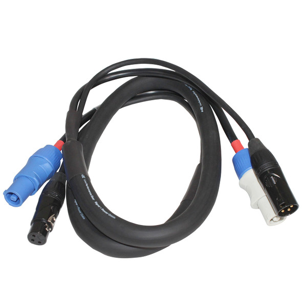 ProX Combo cable powerCON blue and grey plus dmx3-pin XLR