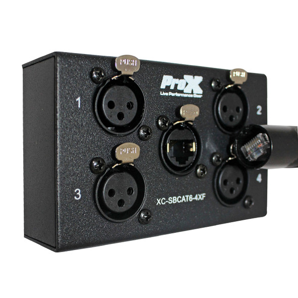 ProX 4-Channel CAT6 Audio Snake Box to (4) XLR Male - Monkey