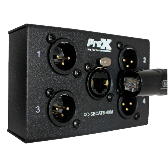 ProX 4-Channel CAT6 Audio Snake Box to (4) XLR Female - Monkey
