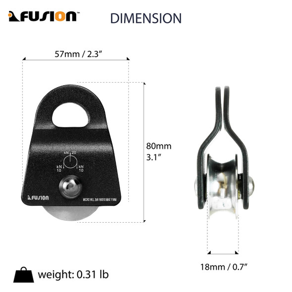 Fusion  FP-8151 Micro 1.5" Side Swing Pulley Black dimensions