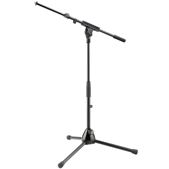 K&M 25950 Extra Low Profile Tripod Base Boom Mic Stand, Black