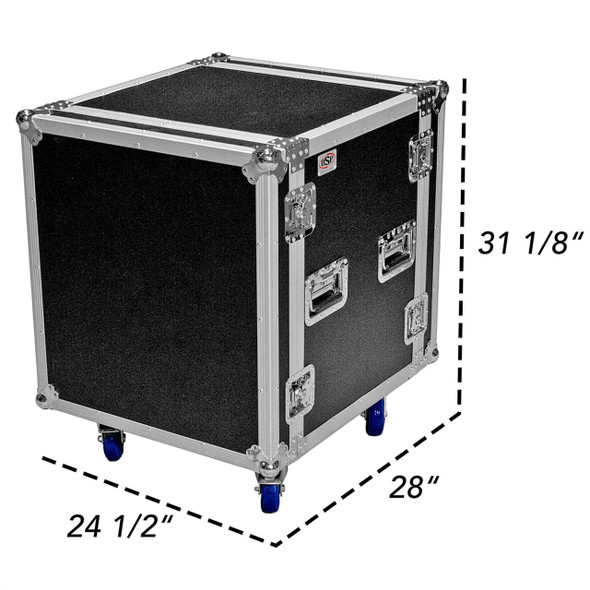 OSP Shock Mount Rack 12U Case exterior dimensions