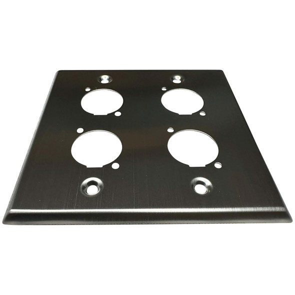 Wall Plate 2 Gang with 4 D-Size Ports angle
