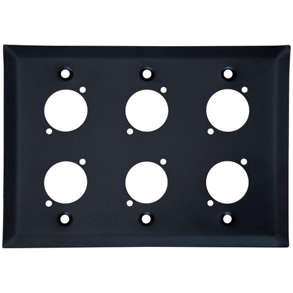 Wall Plate 3 Gang with 6 D-Size Ports, Black