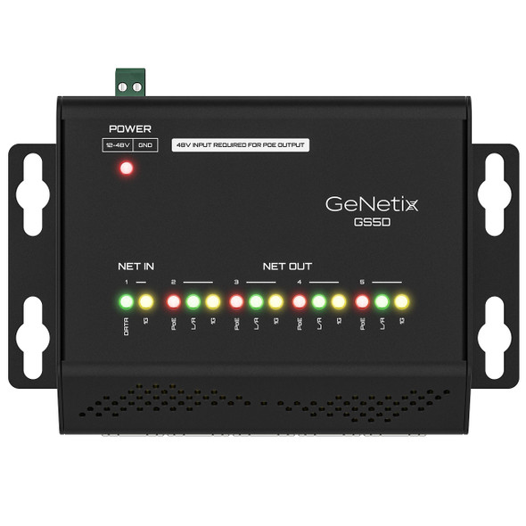 GeNetix 5-Port Network Switch DIN front with rack ears