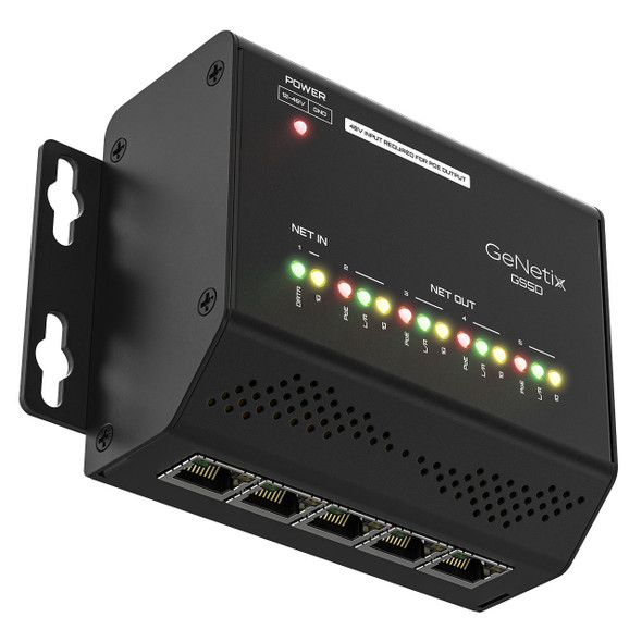 GeNetix 5-Port Network Switch DIN bottom with rack ears