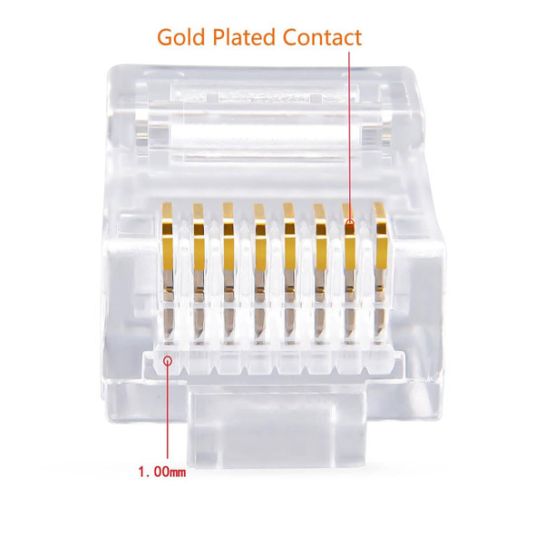 CAT5e RJ45 passthrough plug end