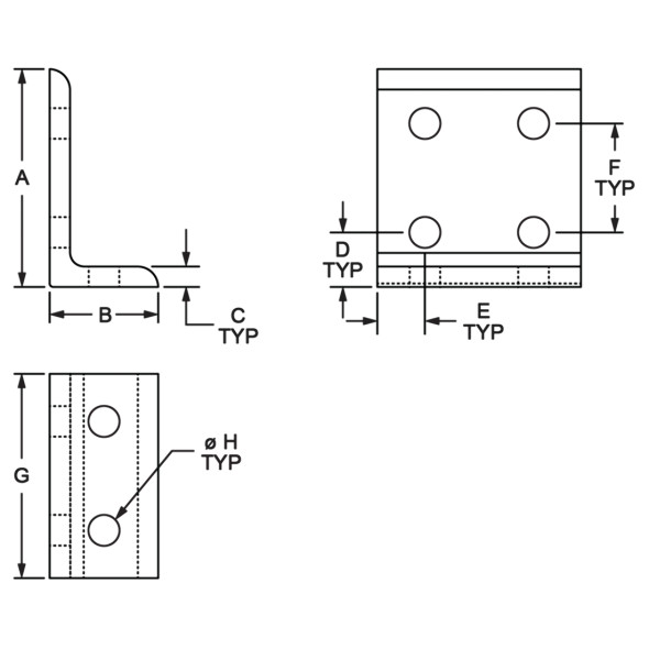 Inside Corner Bracket dimensions