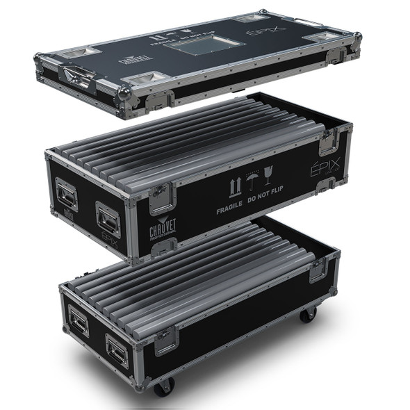 Chauvet EPIX Line 10 IP Road Case open with fixtures