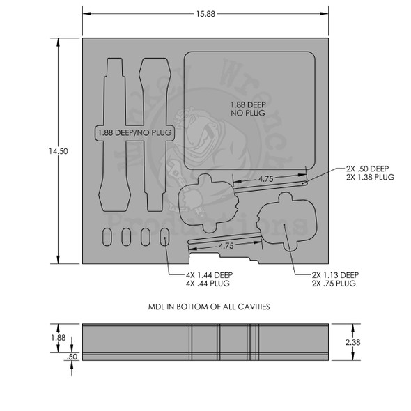 Foam Insert for 2 Shure SLXD Mics diagram