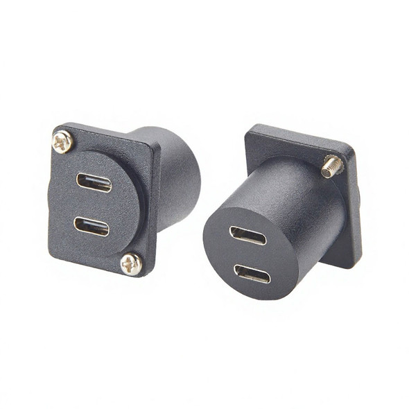 Dual USB-C Panel Mount Feedthrough front and back