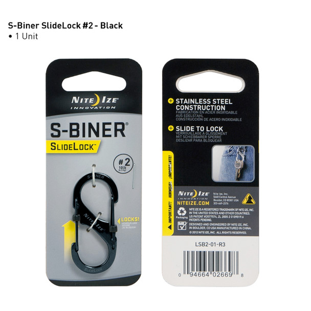 Nite Ize S-Biner Slide-Lock #2 Black Steel