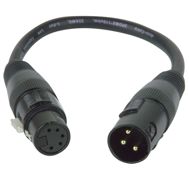 Accu-Cable 3-Pin Male to 5-Pin Female DMX Adapter