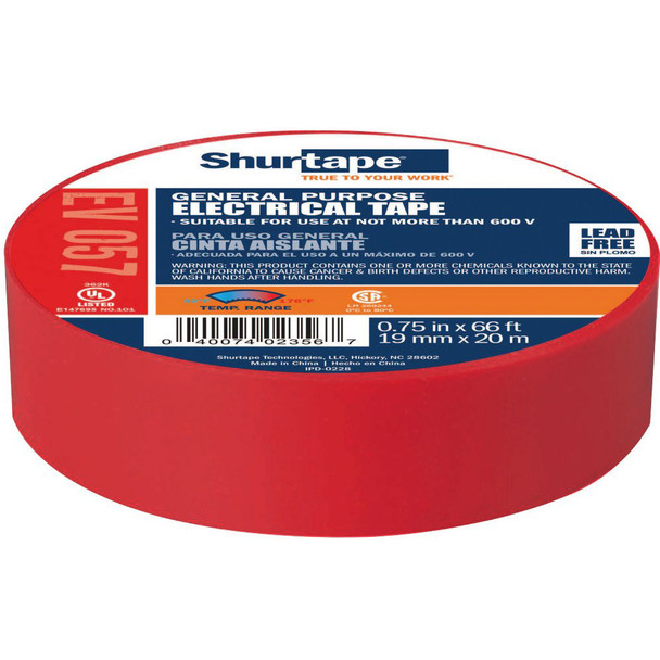 Electrical Tape Red with label