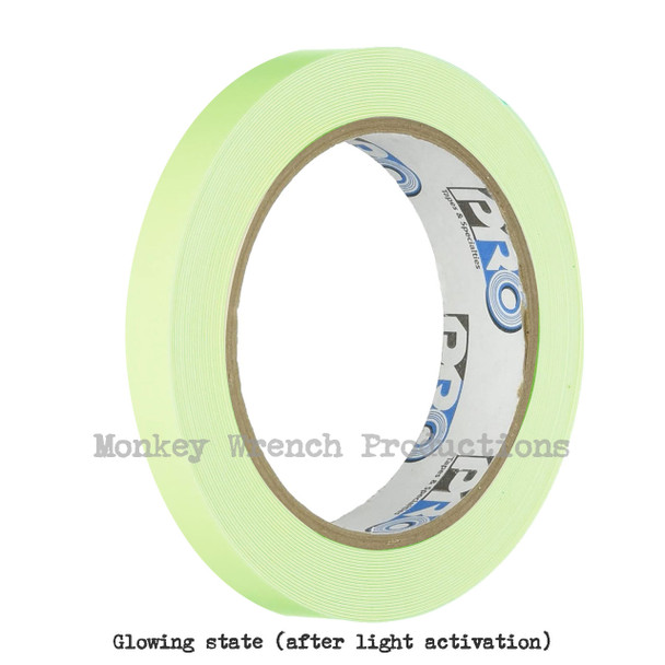 Pro-Glow Vinyl Tape 1/2 wide in glowing state