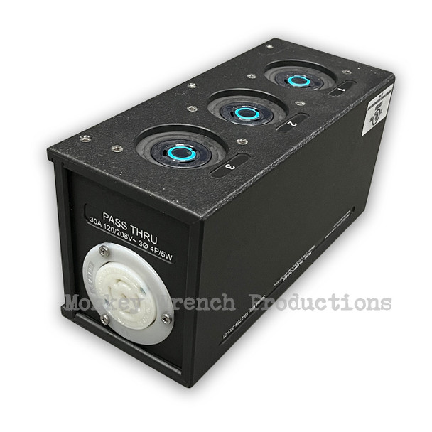 Indu-Electric Floor Box L21-30 input to (3) NEMA L6-20 Outlets