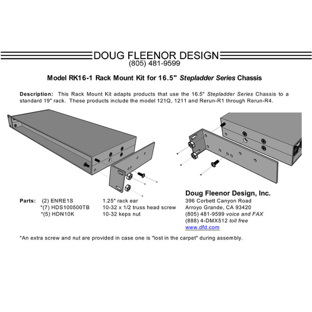 Doug Fleenor Design RK16-1 Rack Mount diagram