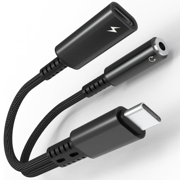 USB-C Male to 3.5 mm + USB-C Adapter