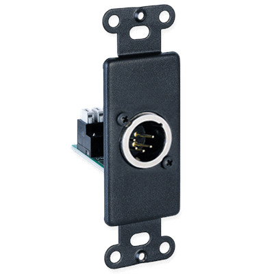 Pathway 1 Gang Insert with 5-Pin XLR  Male Connector, Black