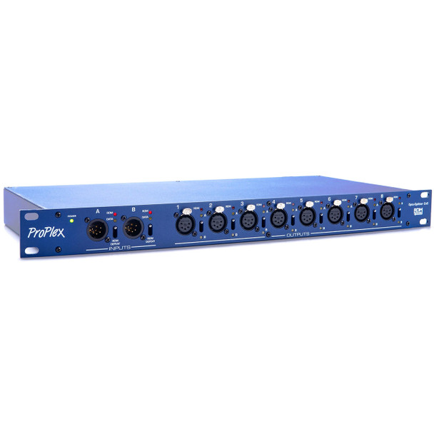 ProPlex Opto-Splitter 2x8 RDM RackMount front angle