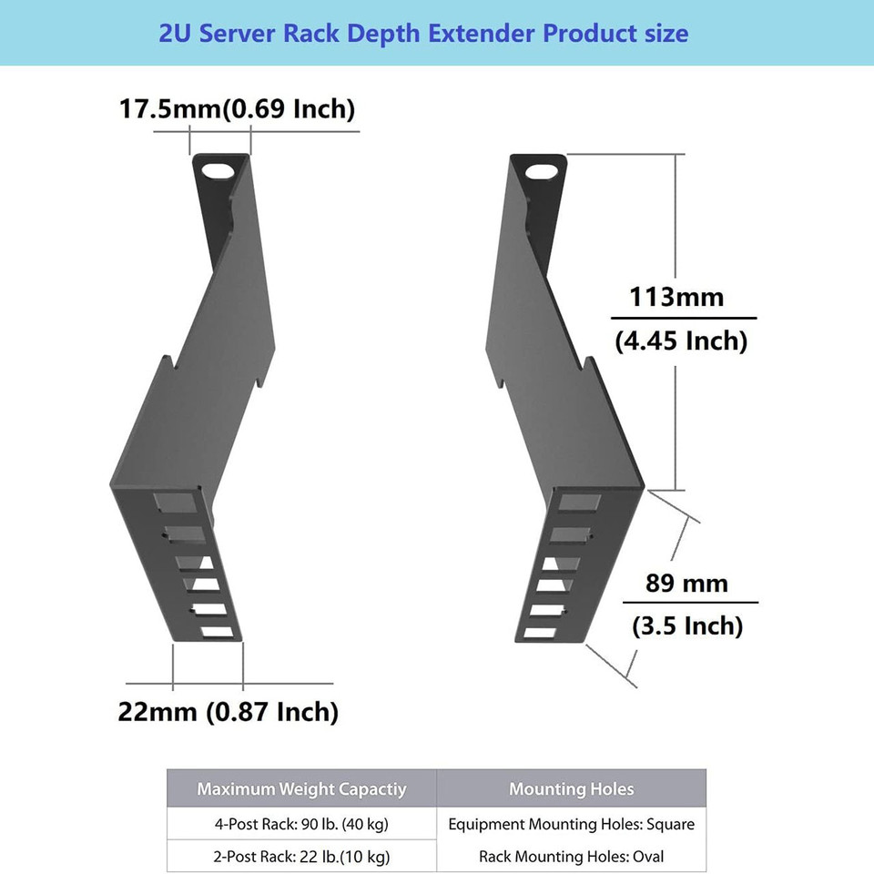 Server Rack Depth Extender 2U x 4