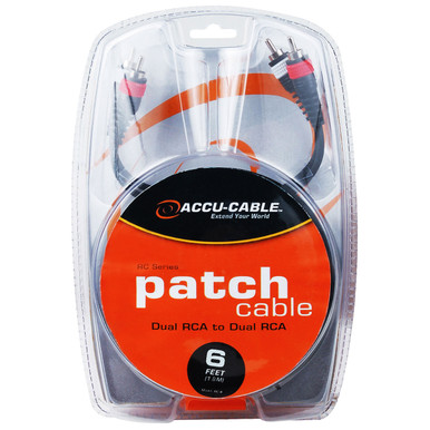 Accu-Cable RC-6 Dual RCA to Dual RCA Patch Cable, 6 ft - Monkey