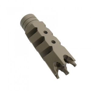 AR-10 Flat Dark Earth Cerakote Shark Muzzle Brake 12x28 Pitch Thread AR-10 Flat Dark Earth Cerakote Shark Muzzle Brake 12x28 Pitch Thread