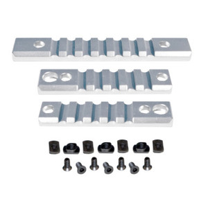3 Piece Silver Picatinny Rail Section Kit for M-LOK Style Slots. 3 Piece Silver Picatinny Rail Section Kit for M-LOK Style Slots.