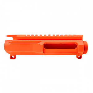Ar-15 cerakote hunter orange billet upper receiver side view. Ar-15 cerakote hunter orange billet upper receiver side view.