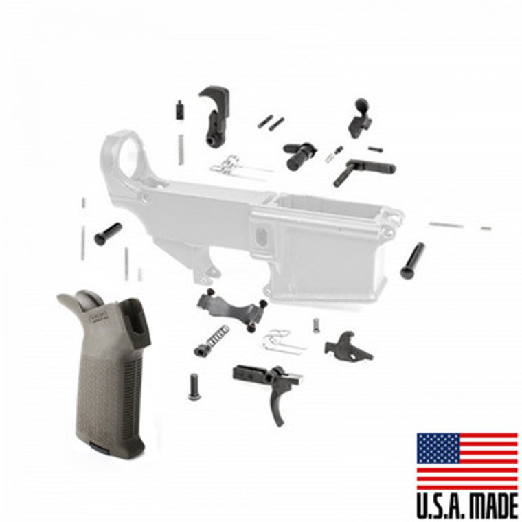 AR-10LR-308 Lower Parts Kit with OD Green Magpul Grip & Trigger Guard.