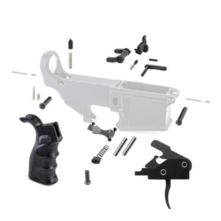 AR10 .308 Enhanced Lower Parts Kit w Drop-In Trigger & Hybrid Grip.