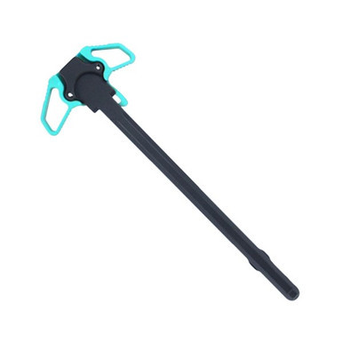 Ar10 lightweight robins egg blue skeletonized charging handle.