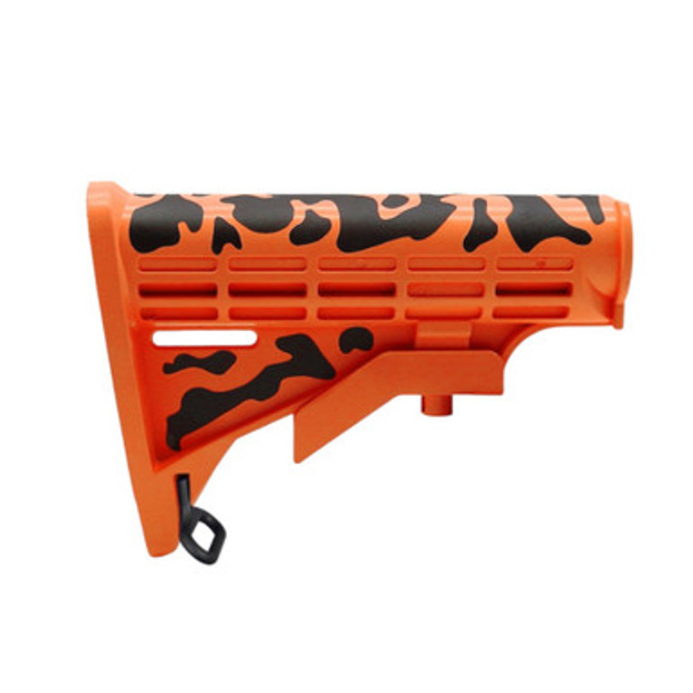 AR-15 Hunter Orange Black Camo Stock